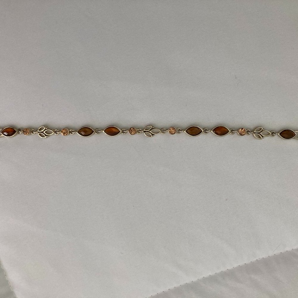 Vintage Gold tone bracelet with brown and cream stones